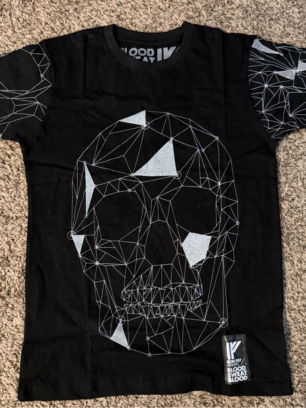 Iron Fist Black T‑Shirt with Silver Geometric Skull